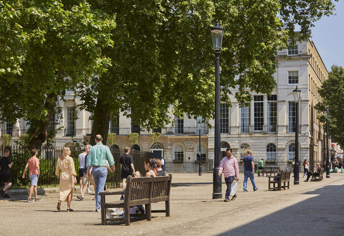 Green spaces and tree-lined streets